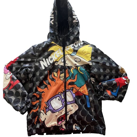 Members Only x Nickelodeon Jacket Menβs Large Black 90s Cartoon Rug Rats Arnold - Picture 1 of 13